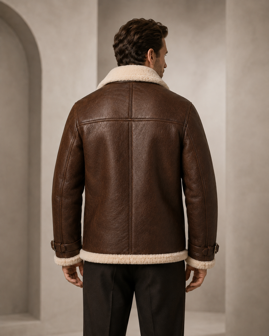 Men’s Brown Shearling Leather Jacket