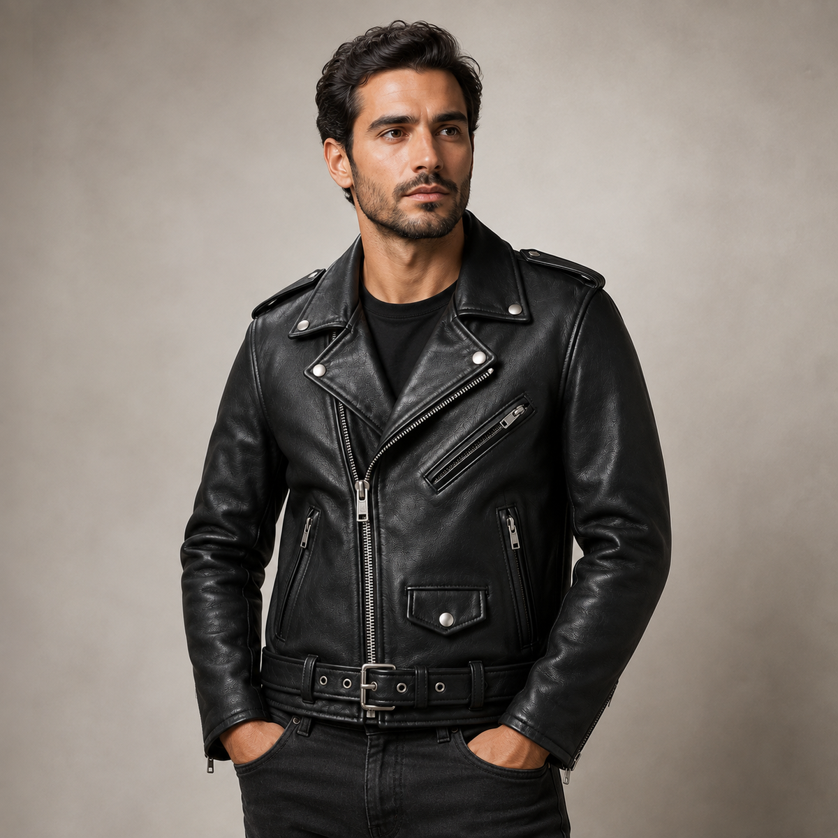 Men’s Premium Black Leather Biker Jacket