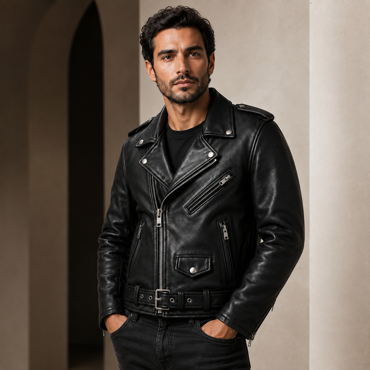Men’s Premium Black Leather Biker Jacket