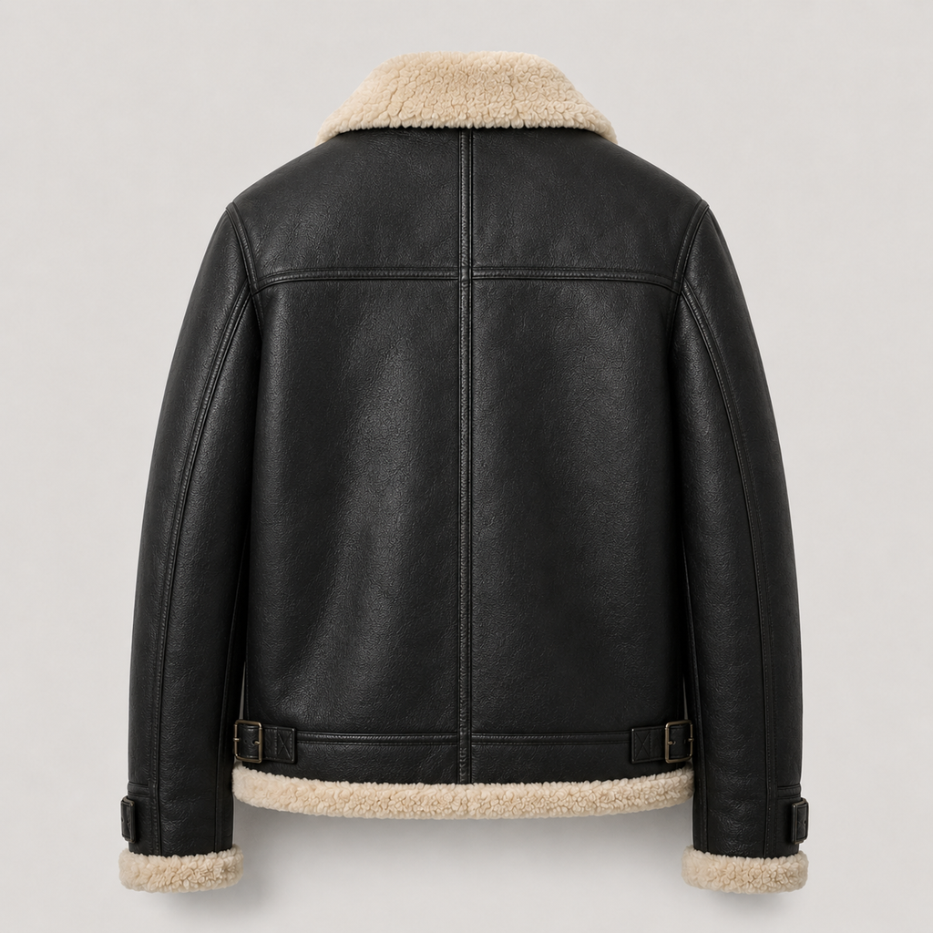 Men’s Black Shearling Aviator Leather Jacket