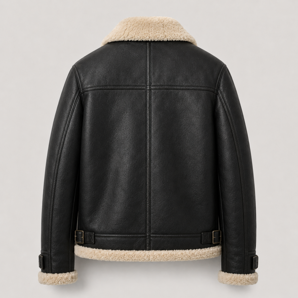 Men’s Black Shearling Aviator Leather Jacket