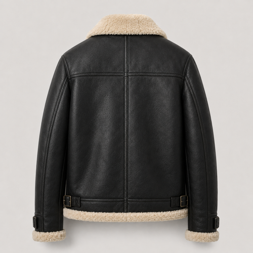 Men’s Black Shearling Aviator Leather Jacket