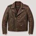 Men’s Vintage Distressed Brown Leather Biker Jacket