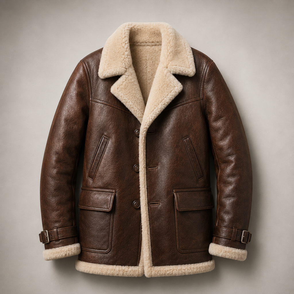 Men’s Brown Shearling Leather Jacket