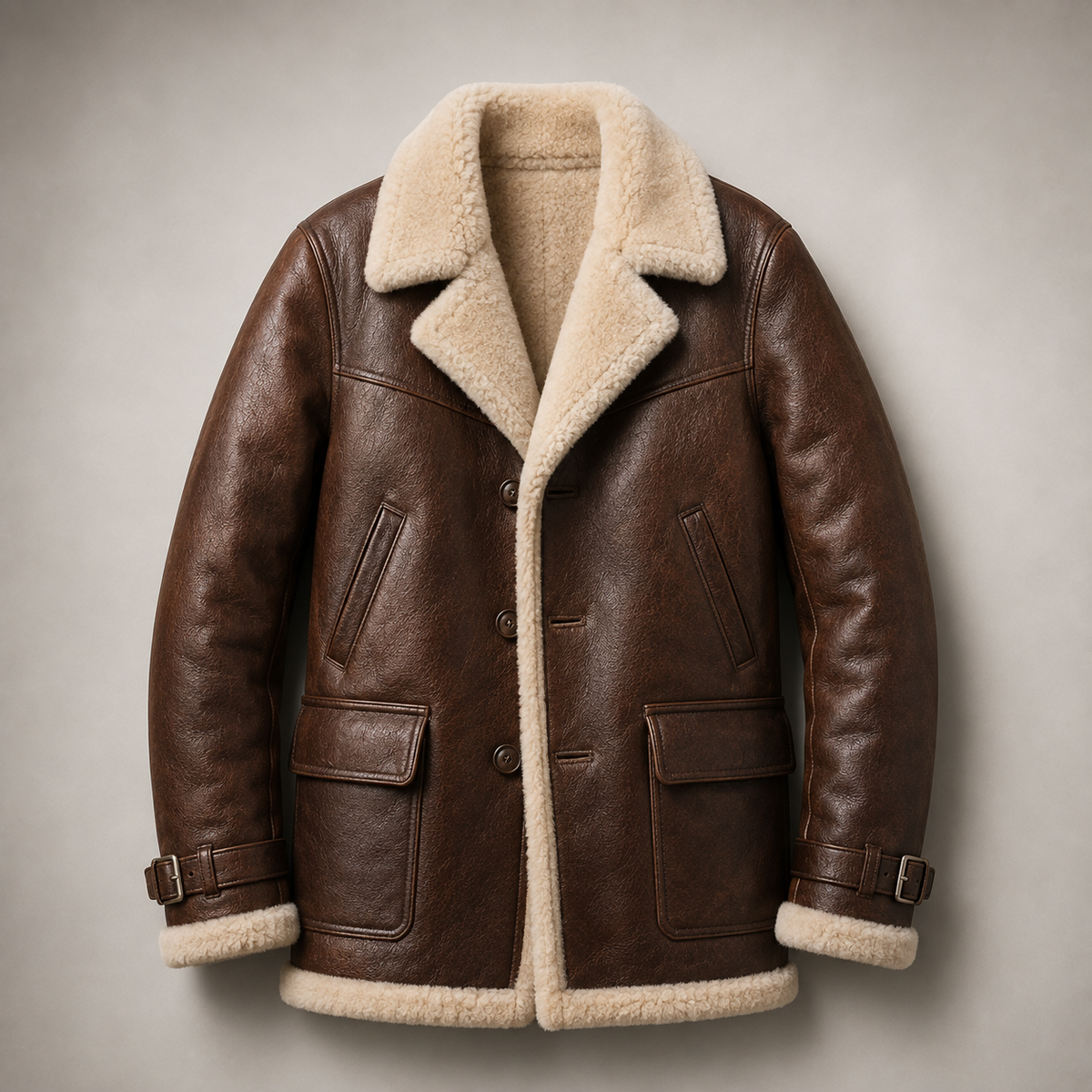 Men’s Brown Shearling Leather Jacket