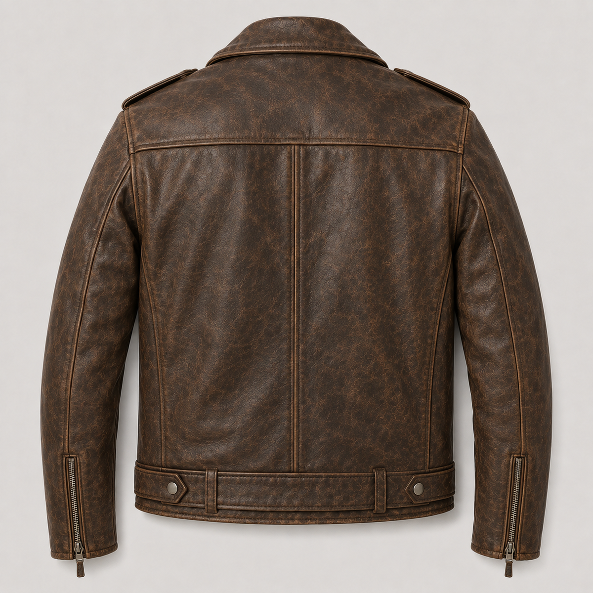 Men’s Vintage Distressed Brown Leather Biker Jacket