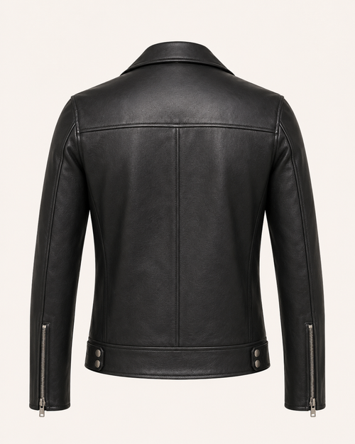 Men’s Classic Black Leather Biker Jacket